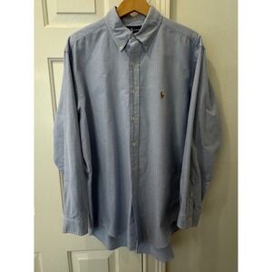 Ralph Lauren Yarmouth Mens 16-34 Light Blue 100% Cotton Oxford Button Down Shirt